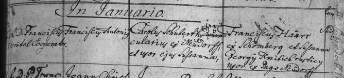 Birth register entry Franz Anton Schubert