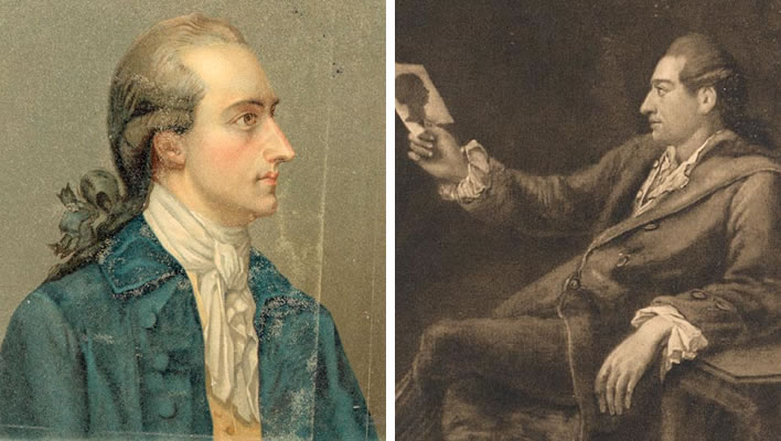 Left: Goethe in 1778. Right: Goethe with a silhouette, 1775-76