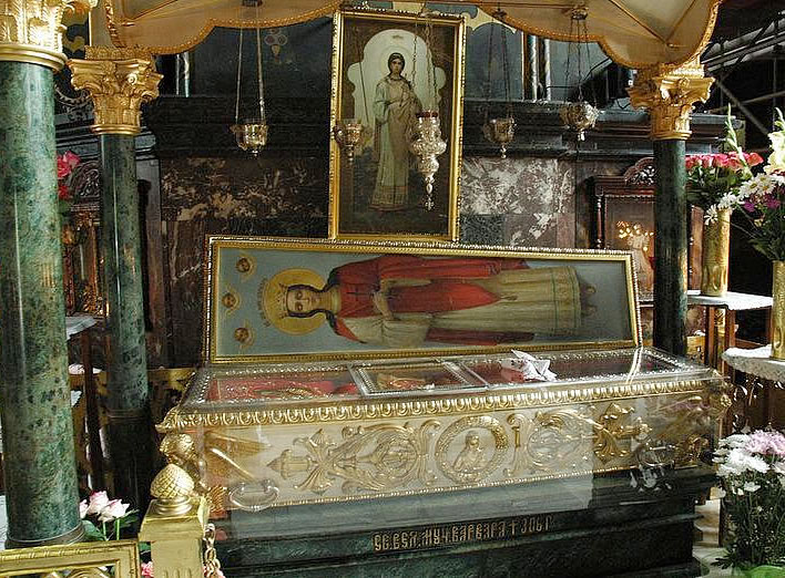 The shrine with the relics of Saint Barbara in St Vladimir's Cathedral in Kiev.
