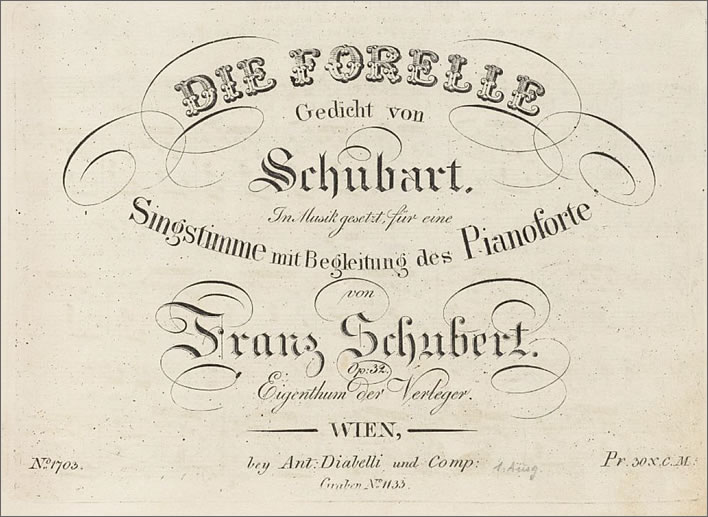 The title page of Anton Diabelli's first edition of 'Die Forelle'