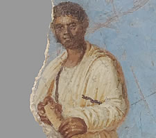 'Man with scroll (NOT Catullus)' – wall painting from the Museo Archeologico di Sirmione
