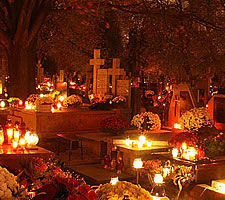 All Souls' Day in a Polish cemetery.